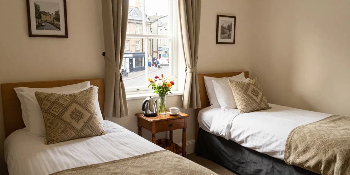 Comfortable twin room at Town House B&B in Skipton, perfect for cozy stays.
