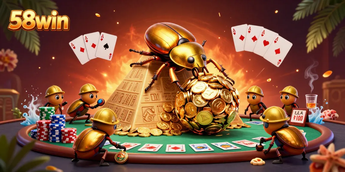 Experience winning gameplay at 58win with vibrant cartoon beetles and dynamic casino elements