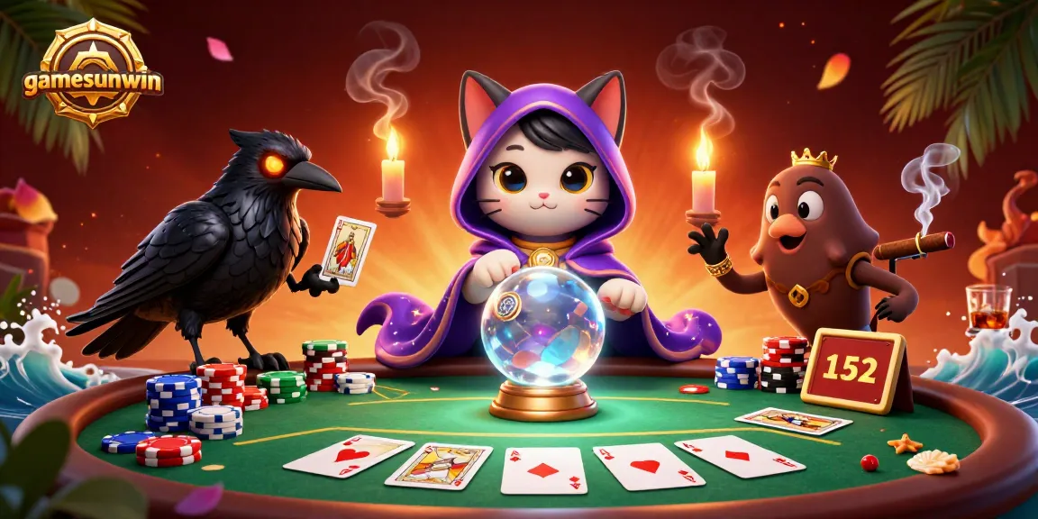 Join gamesunwin to experience thrilling poker action with a mystic fortune teller cat and a tarot raven.