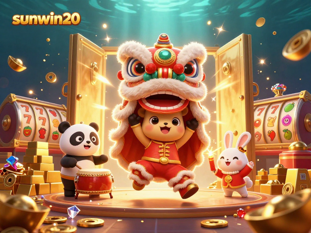 Experience the excitement of sunwin20 with an animated casino scene featuring vibrant characters and rich treasures.