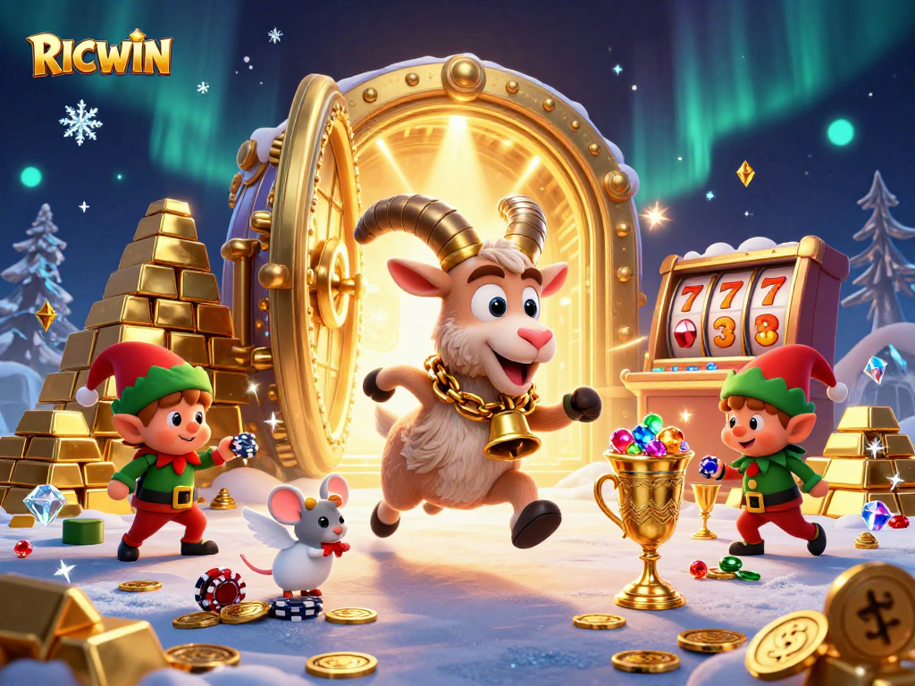 Play thrilling games at RICWIN's holiday-horror casino with Krampus and festive characters